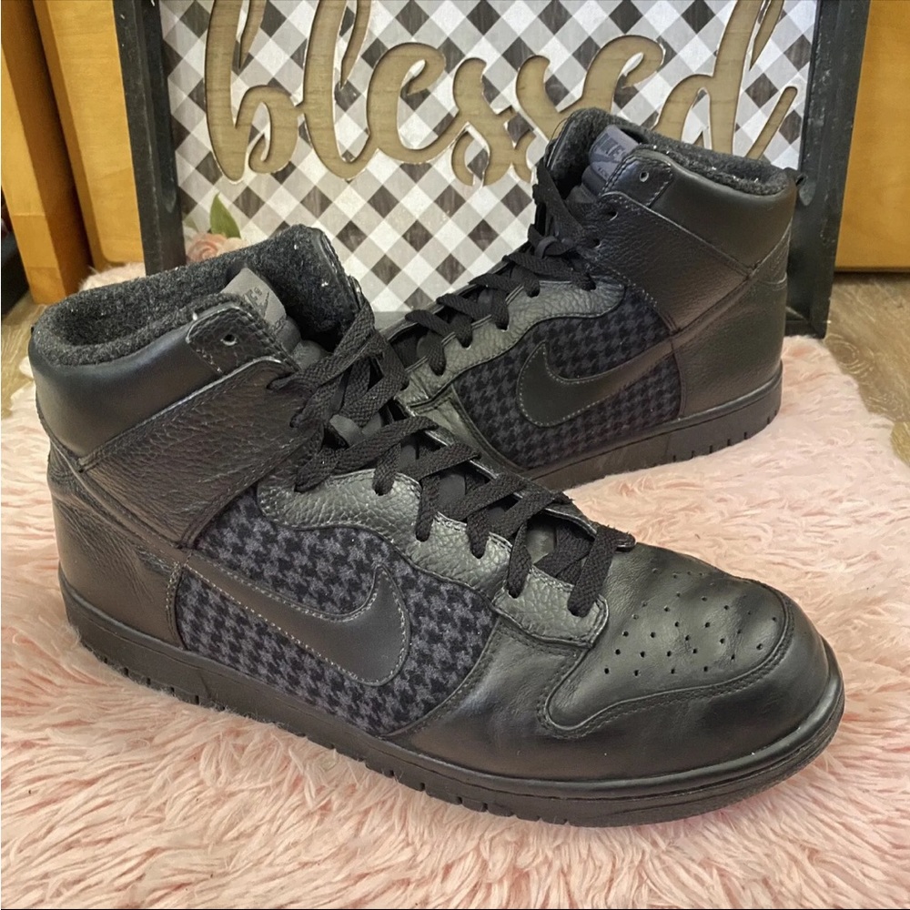 Nike High Dunk Premium Woven Mens Sz 13 Black Athletic Sneakers.